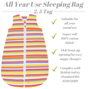 Snoozebag Baby Sleeping Bag - Multi Stripe - 2.5 Tog