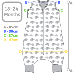 Snoozebag With Feet - Baby Sleeping Bag With Non Slip Feet 18-24 Months 2.5 Tog - Elephant Love