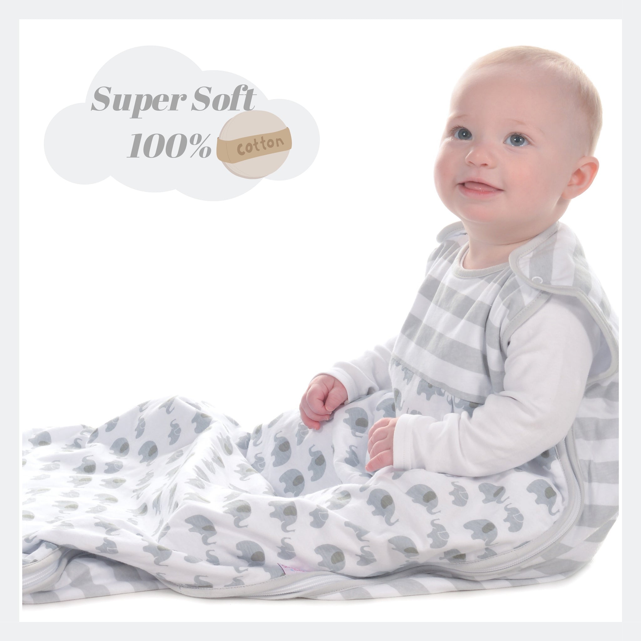 Snoozebag Baby Sleeping Bag - Elephant Love - Summer 1.0 Tog