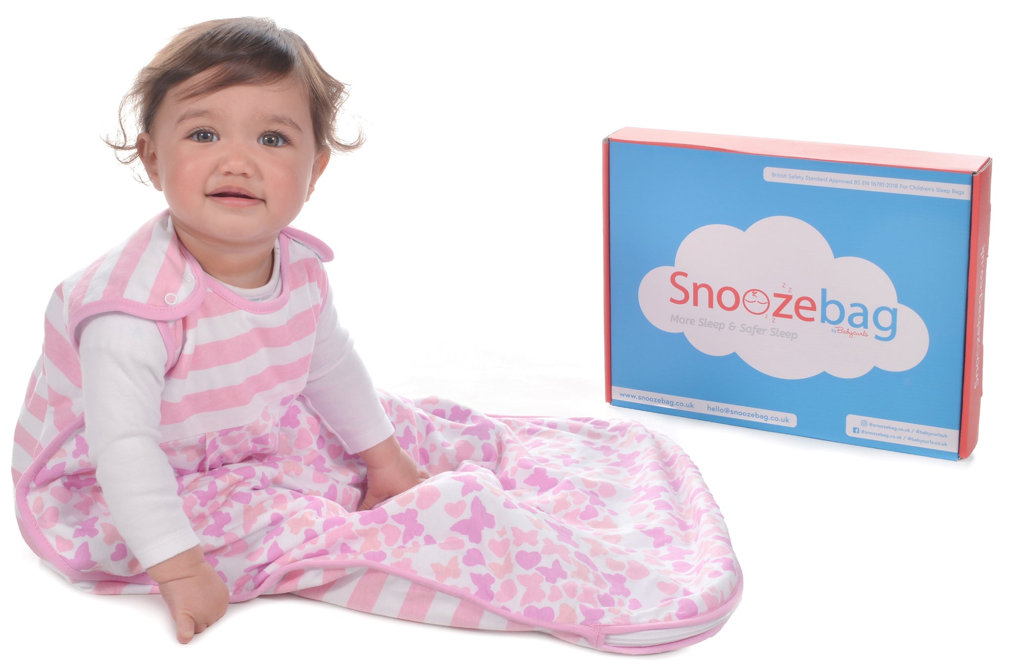 Snoozebag Baby Sleeping Bag Butterflies & Hearts 0-6 Months - 2.5 Tog
