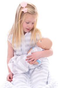Snoozebag Doll Baby Sleeping Bag Suitable For all Child Toy Dolls Accessory 100% Cotton - Grey Stripe