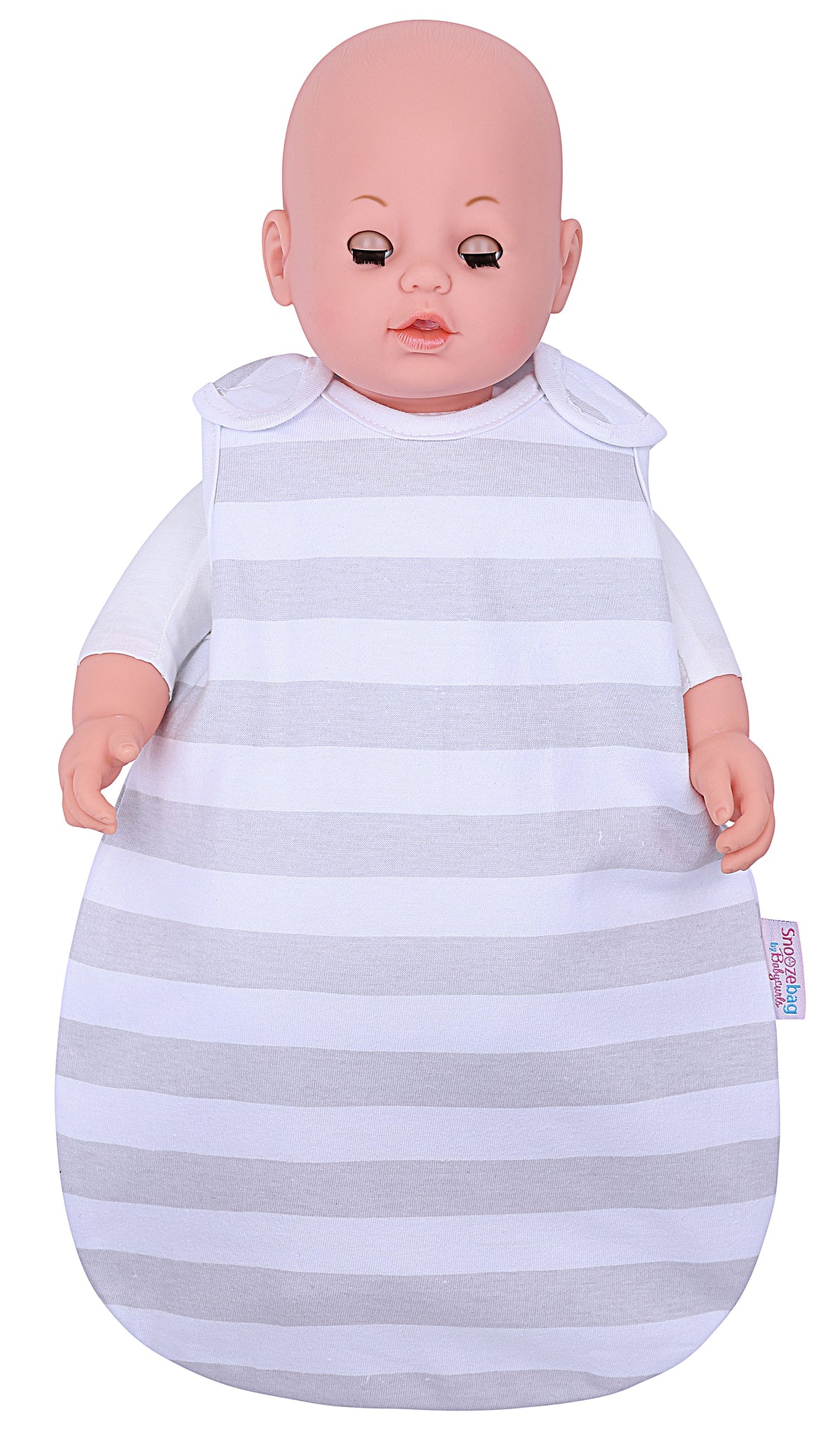 Snoozebag Doll Baby Sleeping Bag Suitable For all Child Toy Dolls Accessory 100% Cotton - Grey Stripe