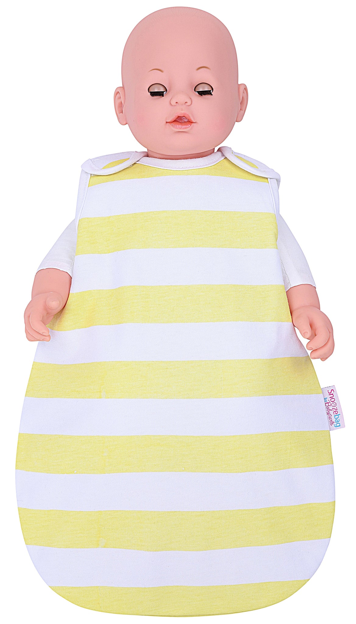 Snoozebag Doll Baby Sleeping Bag Suitable For all Child Toy Dolls Accessory 100% Cotton - Lemon Stripe