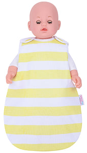 Snoozebag Doll Baby Sleeping Bag Suitable For all Child Toy Dolls Accessory 100% Cotton - Lemon Stripe