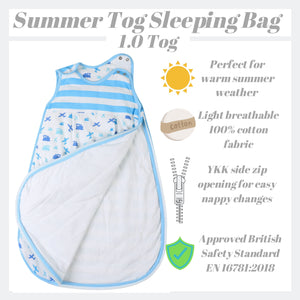 Snoozebag Baby Sleeping Bag Planes & Trains 18-36 Months - 1.0 Tog
