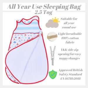 Snoozebag Baby Sleeping Bag Boats & Anchors 18-36 Months - 2.5 Tog