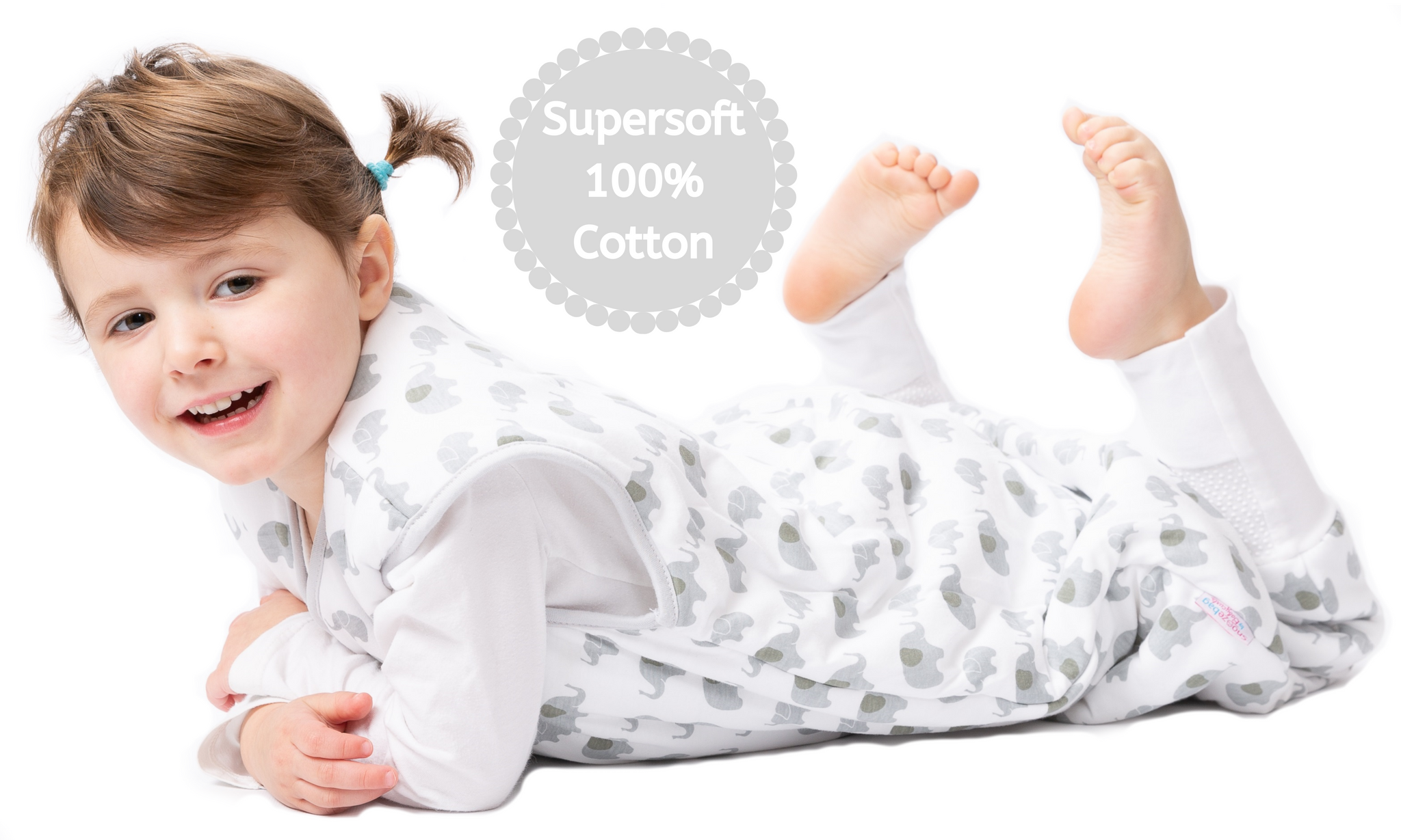 Snoozebag With Feet - Baby Sleeping Bag With Non Slip Feet 2-3 Years 2.5 Tog - Elephant Love