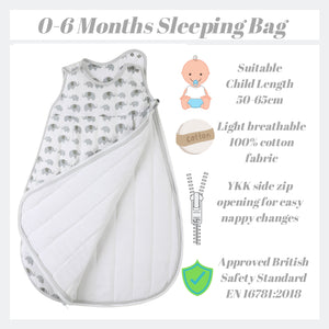 Snoozebag Baby Sleeping Bag Elephant Love 0-6 Months - 2.5 Tog